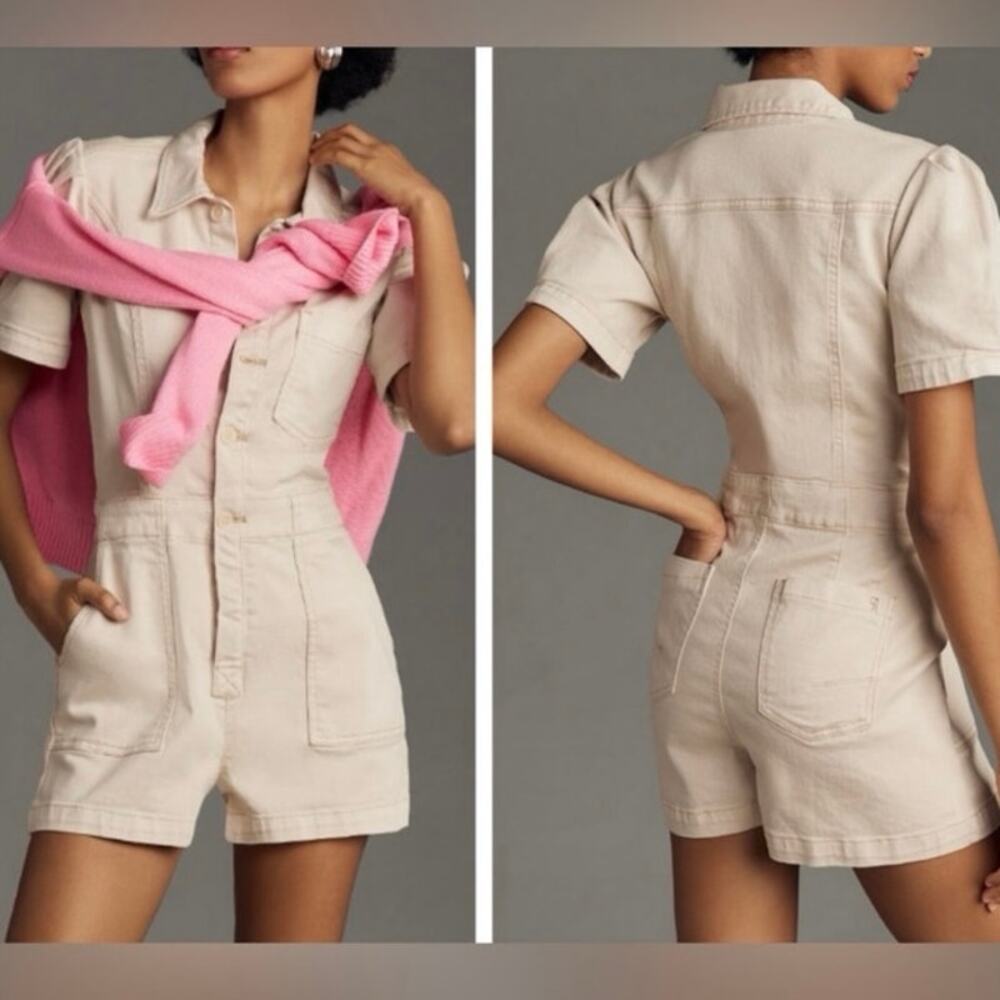 Anthropologie Pilcro The Kit Utility Cotton Blend Romper Women’s Plus Size 14